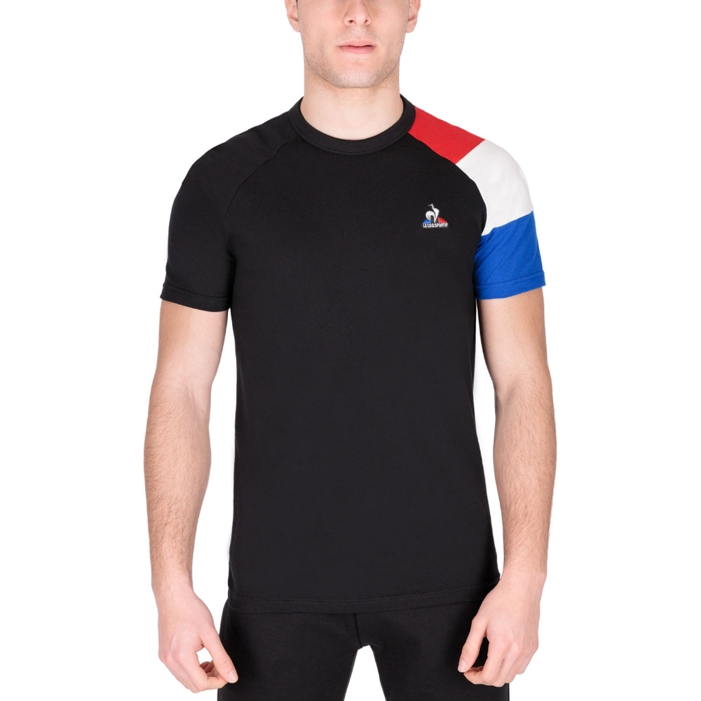 Le Coq Sportif NWT Black Tee with Red, White, Blue Sleeve Umisex Size Small